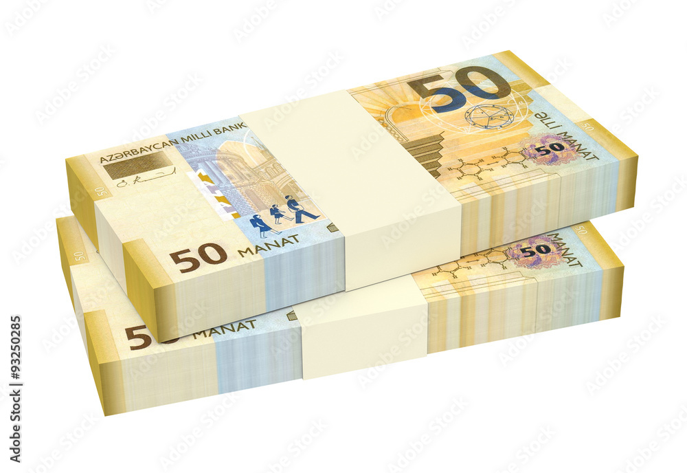 Azerbaijan manat isolated on white background. Computer generated 3D photo rendering. Azerbaijan manat isolated on white background. Computer generated 3D photo rendering.
