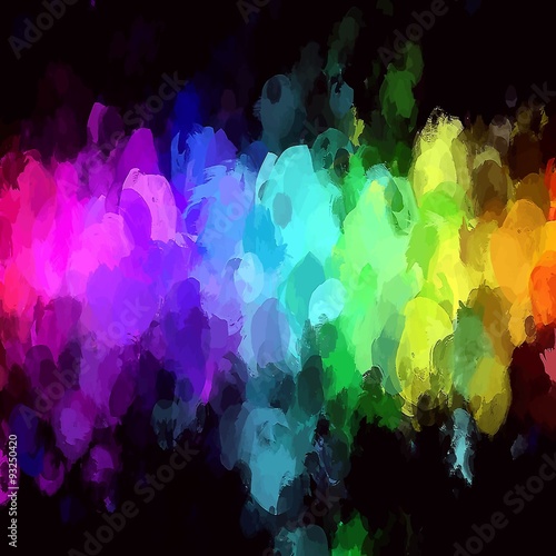 Colorful brush strokes on black background. 