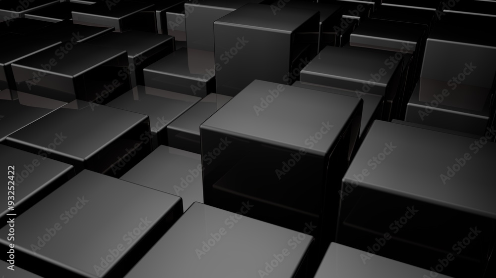Fototapeta premium 3d glossy black plastic cubes field background