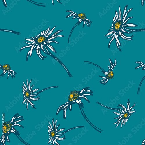 Wallpaper Mural Seamless pattern with hand drawn chamomile Torontodigital.ca