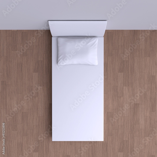 Bed with pillow in the corner room