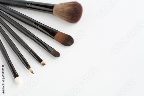 makeup brush set on white background
