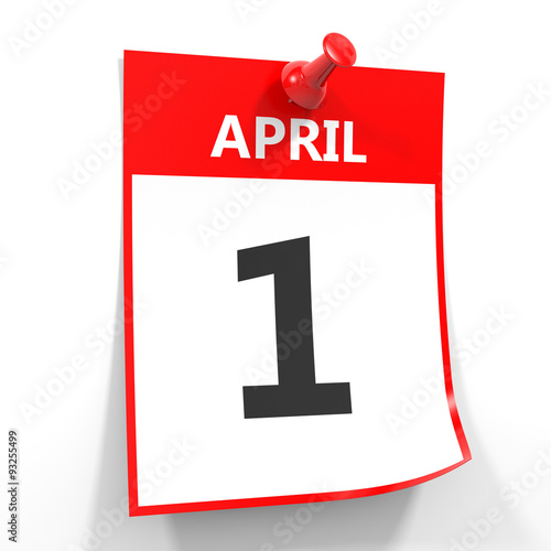 1 april calendar sheet with red pin.