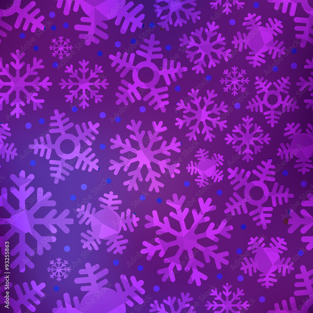 Different blue snowflakes set. Abstract seamless background
