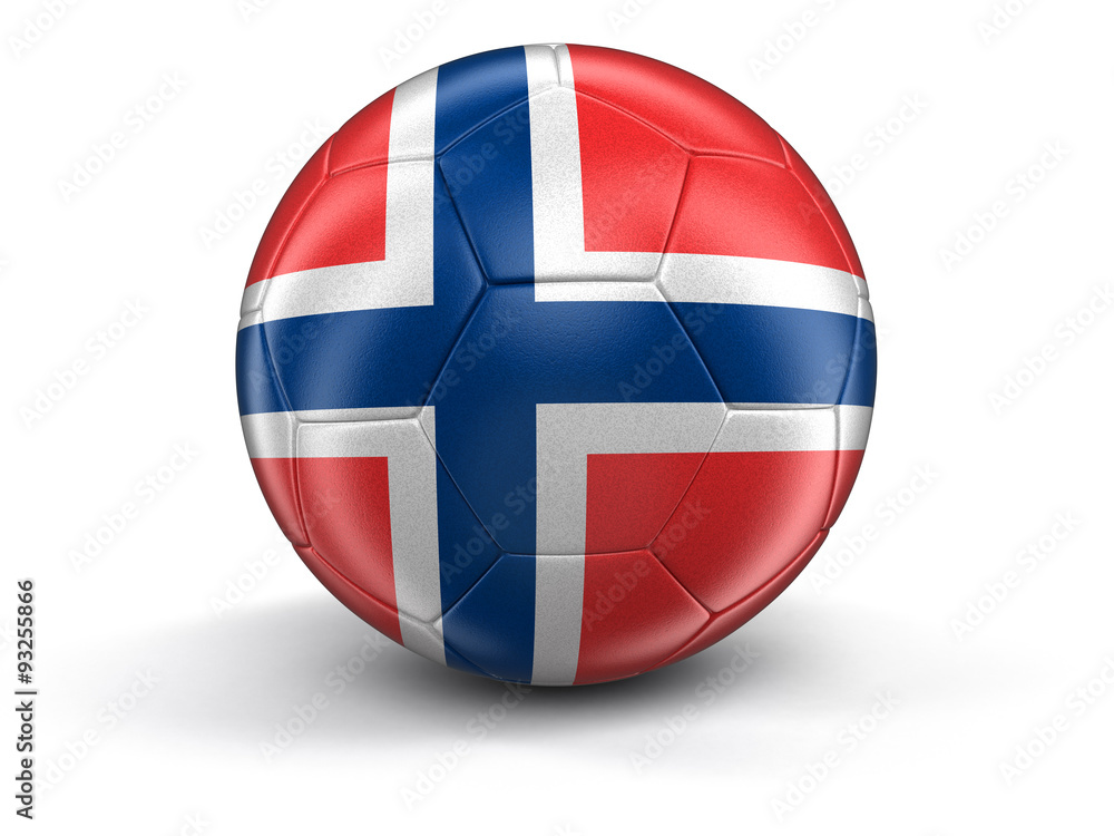 Naklejka premium Soccer football with Norwegian flag. Image with clipping path