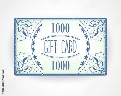 Gift card with floral pattern and ornament. 3D vector eps 10