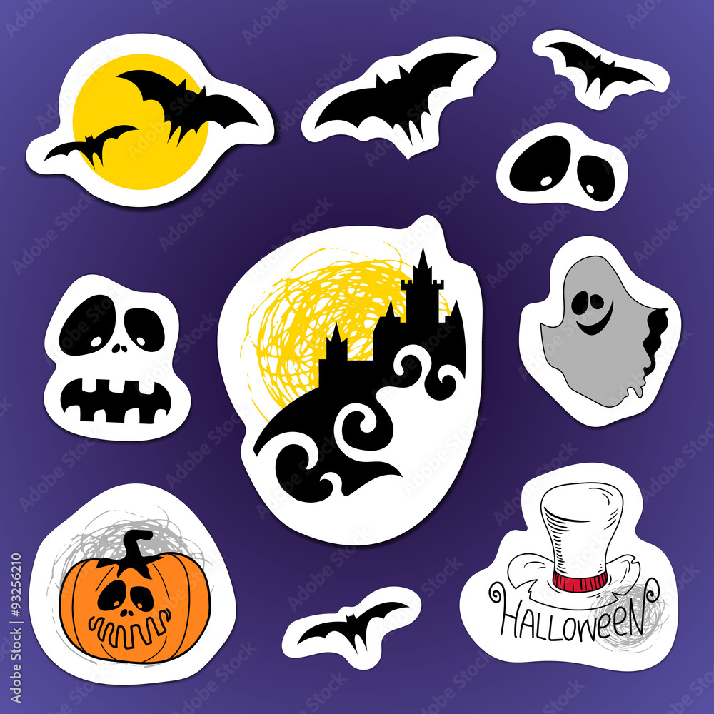 Set of halloween stickers Vector illustrations Set of halloween stickers Vector illustrations