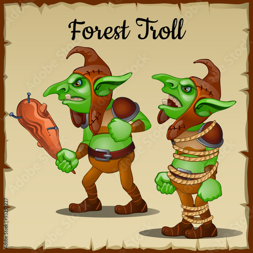 Green Troll with a wooden club bound by rope