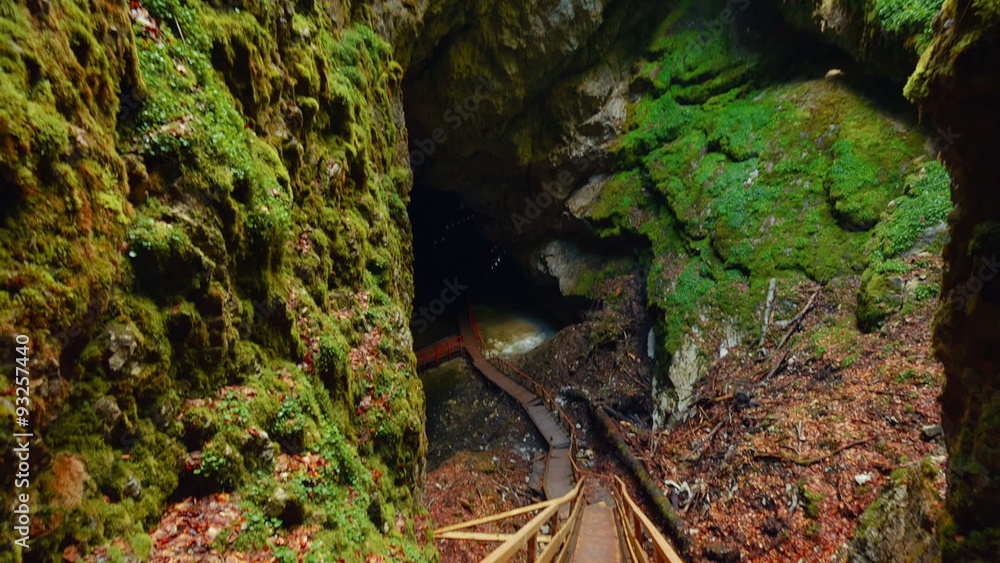 Wide angle, tilting view of the Scarisoara Ice Cave in Romania. Wide angle, tilting view of the Scarisoara Ice Cave in Romania.