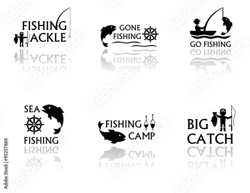 set of fishing symbols