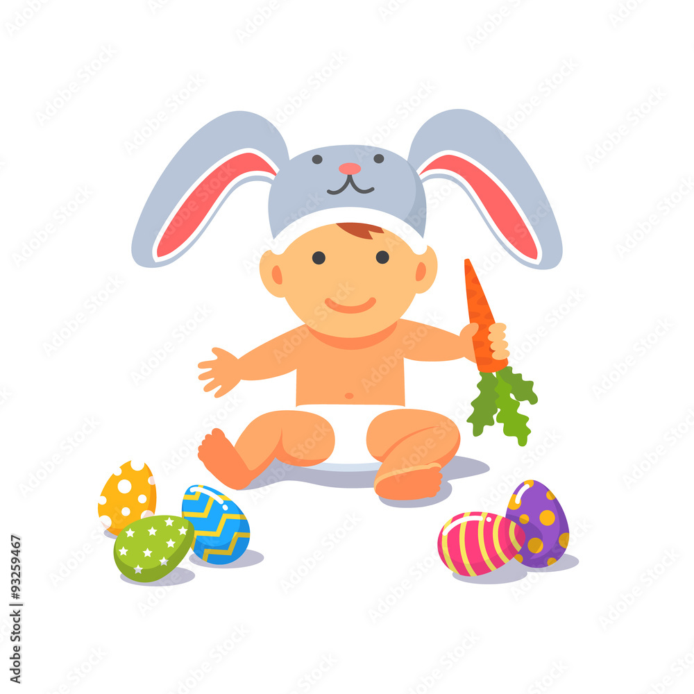 Fototapeta premium The Easter baby. Child toddler in the rabbit hat