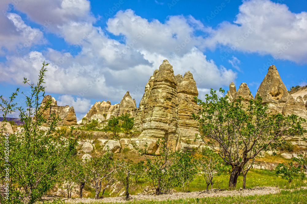 Mountain landscape panoramic view. Cappadocia, Turkey. Goreme na Mountain landscape panoramic view. Cappadocia, Turkey. Goreme na