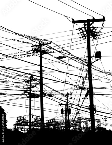 A complex maze of telephone poles and wires