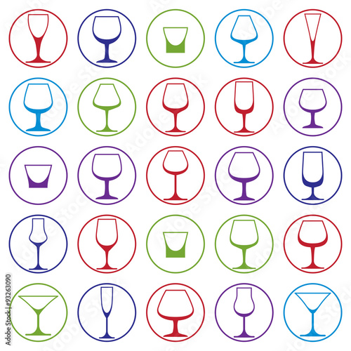 Classic goblets collection, vector martini, wineglass, cognac 
