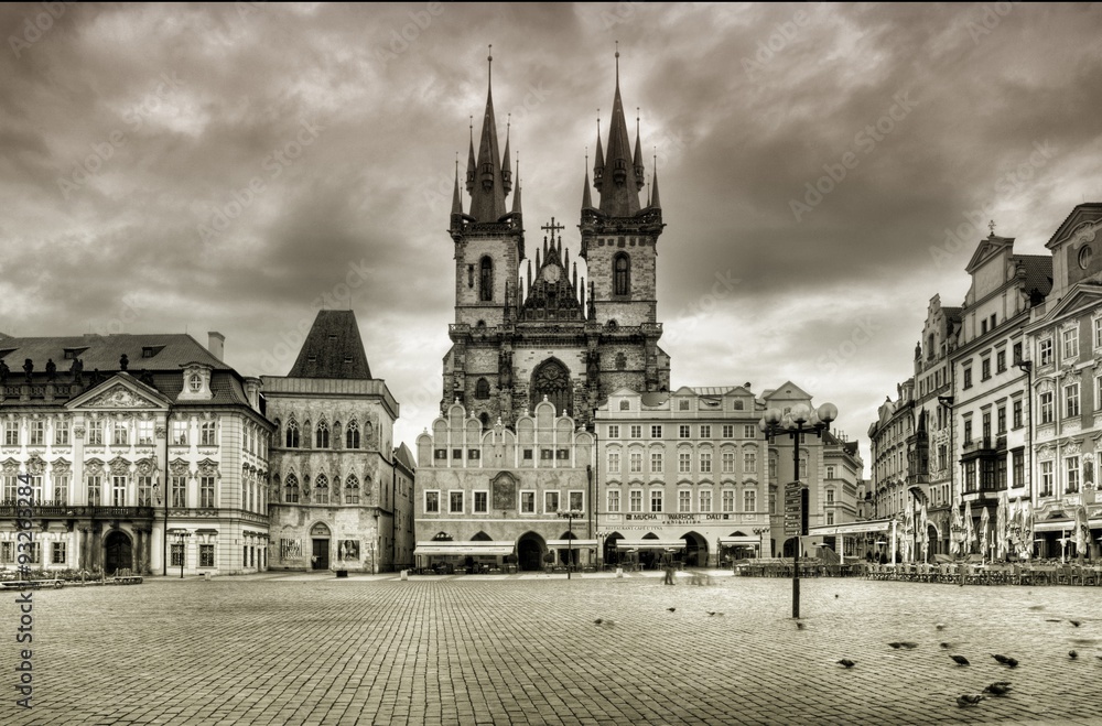 The Old Market Square and Church of Our Lady before Tyn in Prague