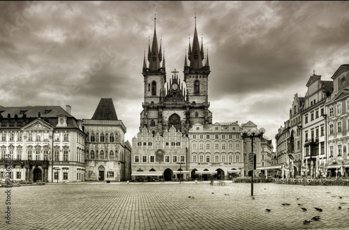 The Old Market Square and Church of Our Lady before Tyn in Prague