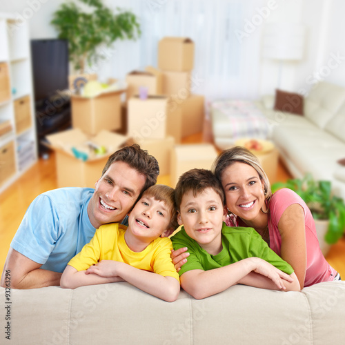 Happy family in a new house.