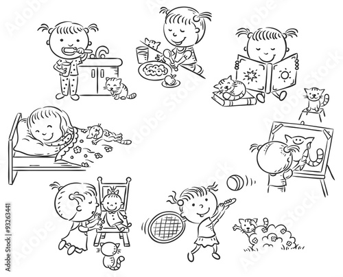 Little girl's daily activities