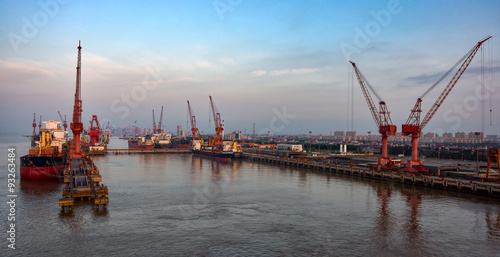 Shanghai shipyard at sunset