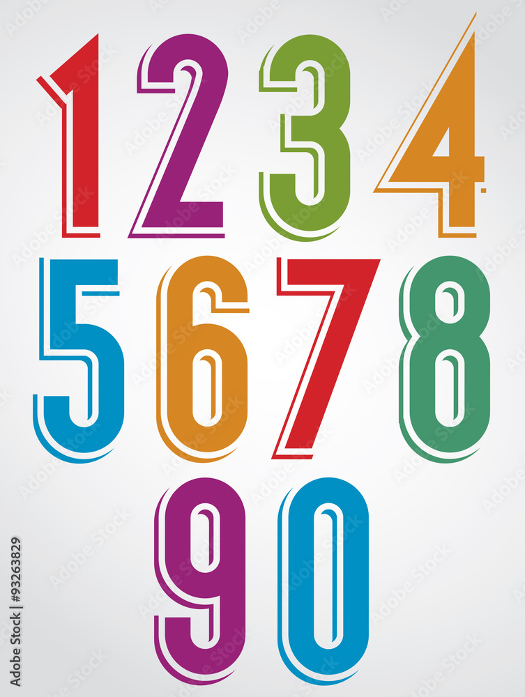 Colorful comic narrow numbers with white outline.