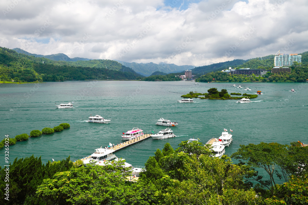 A view of the famous Sun Moon Lake in Taiwan