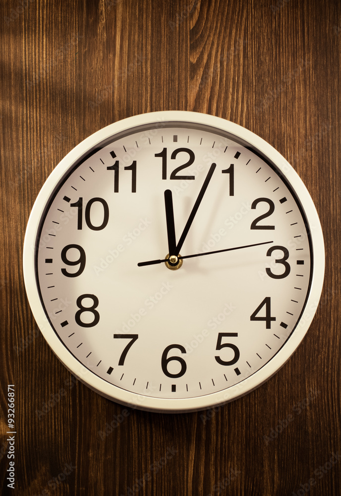 wall clock on wood wall clock on wood