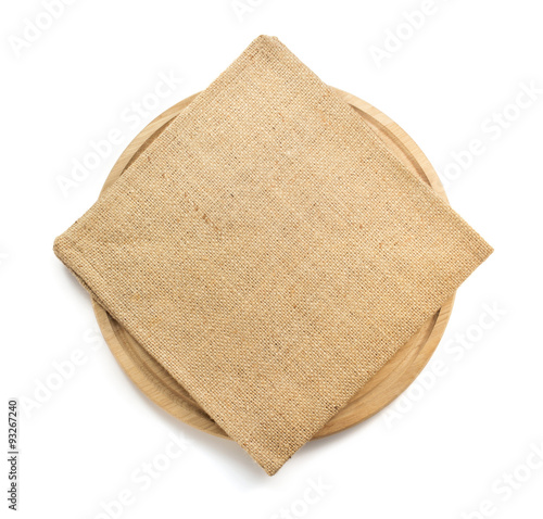 sack burlap napkin at cutting board