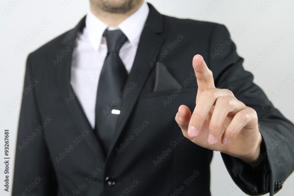 businessman touching screen businessman touching screen