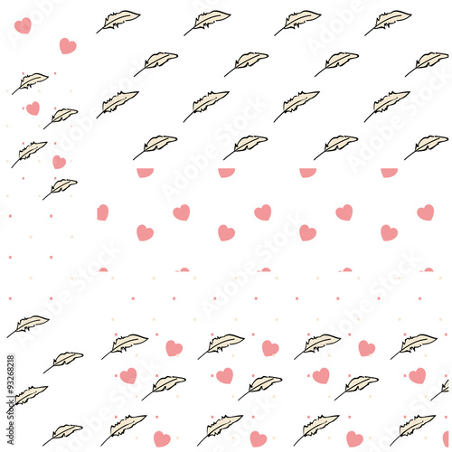 Feathers ,Polka Dots and Hearts Pattern