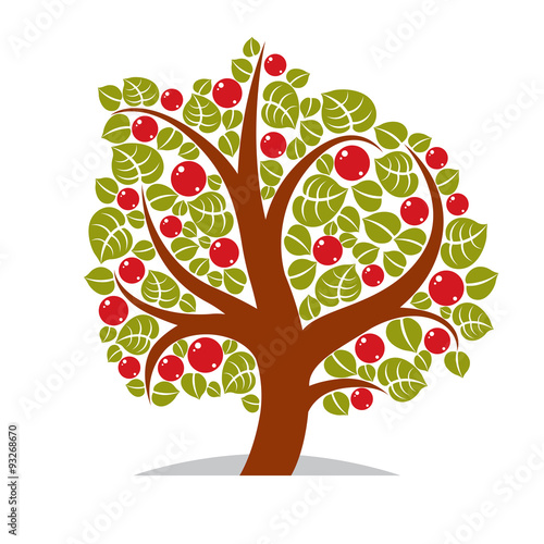 Vector illustration of stylized branchy tree isolated on white