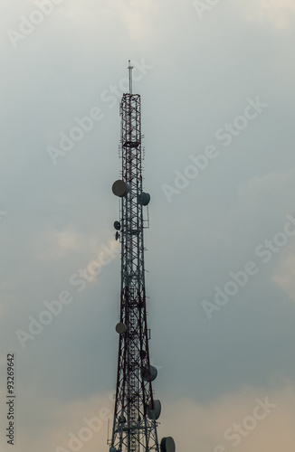 silhouette mobile antenna tower, or silhouette telephone communi