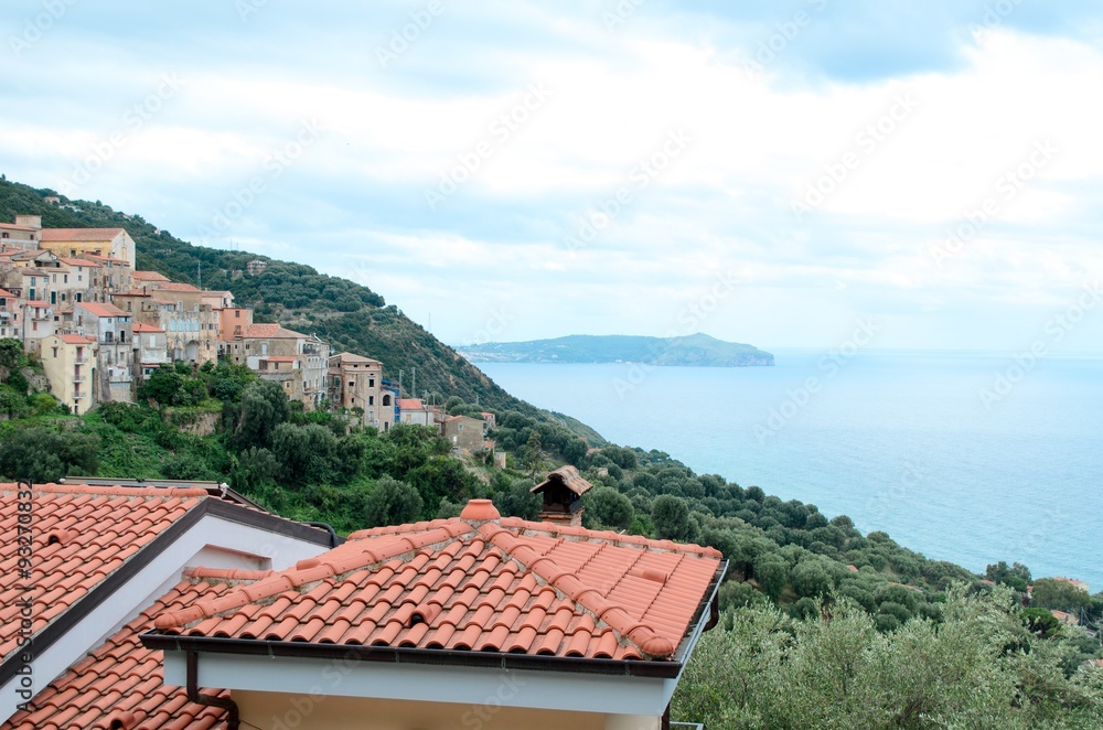 Rooftop view of peaceful sea landscape in Cilento Village