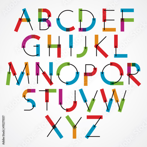 Funny cartoon constructive vector colorful font.