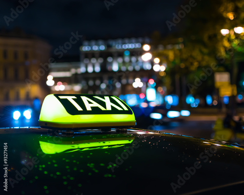 Taxi cab at night