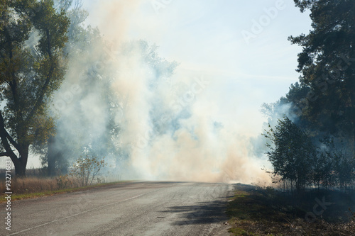 Smoke from the fire at the road © Antonel