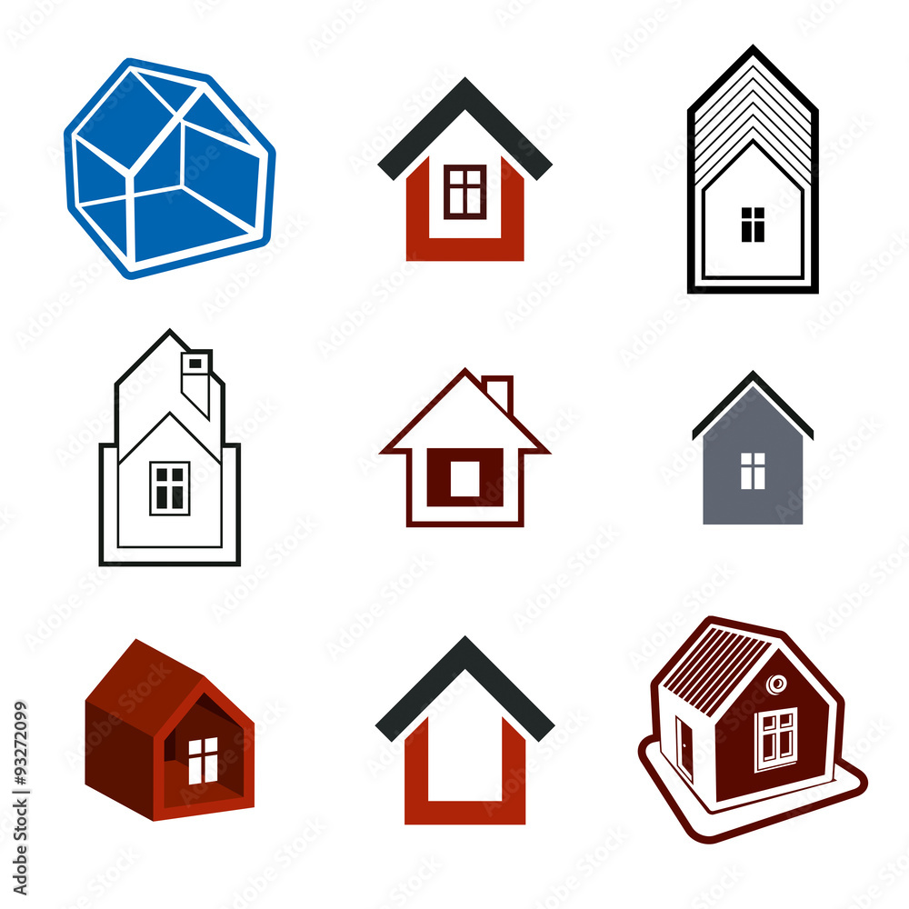 Set of stylish abstract architectural vector houses Set of stylish abstract architectural vector houses