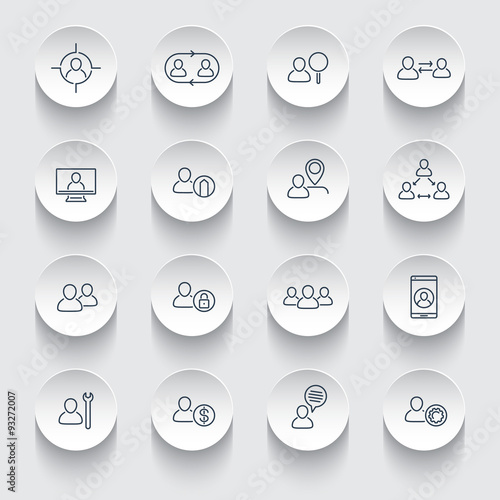 Personnel, Human resources, HR, staff rotation, line icons on round 3d shapes, vector illustration
