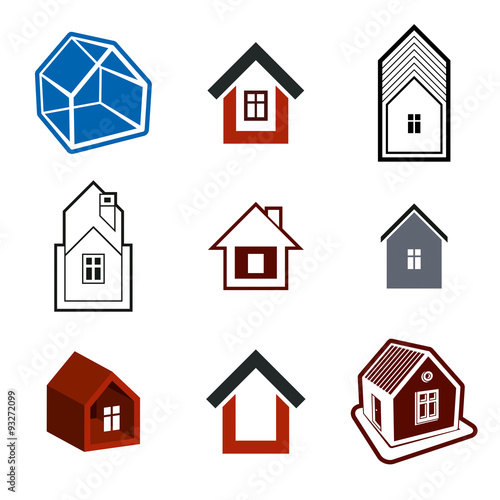 Set of stylish abstract architectural vector houses