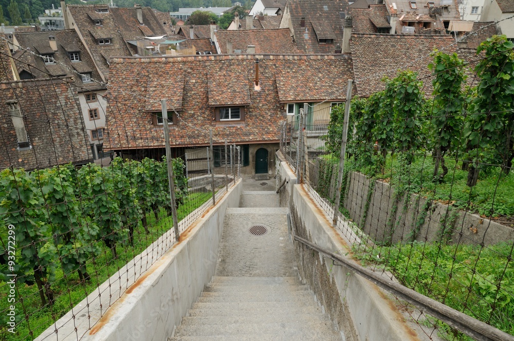 Stair from Munot fortifiction. Schaffhausen, Switzerland.