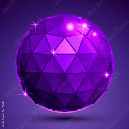 Bright textured plastic spherical object with flashes, pixilated