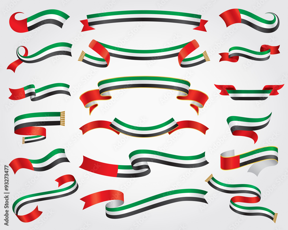UAE Flag Ribbon Set, design element, vector illustration