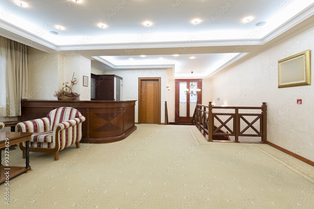 Fototapeta premium Hotel lobby with reception desk