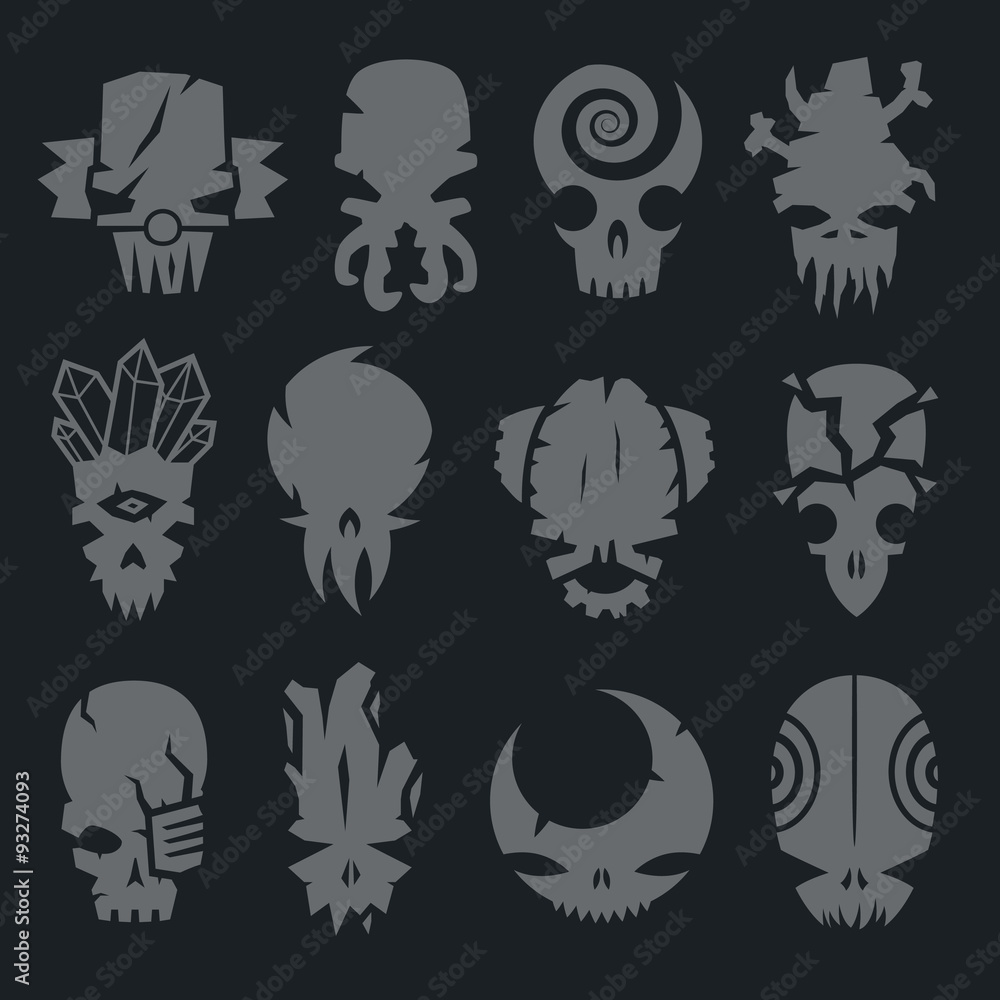 set of scary monsters skull characters for use in design set of scary monsters skull characters for use in design