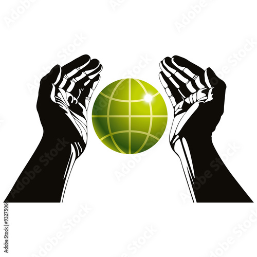 Hands and earth vector symb...