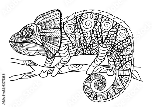 Hand drawn chameleon zentangle style for coloring book,shirt design effect,logo,tattoo and other decorations.