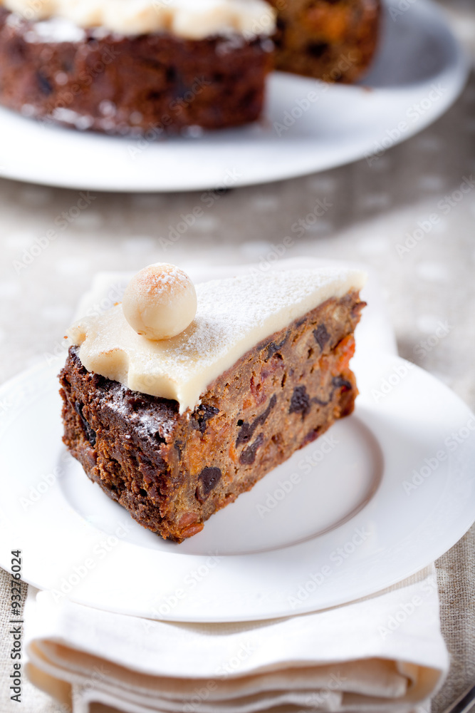 Traditional English Easter cake with marzipan Traditional English Easter cake with marzipan