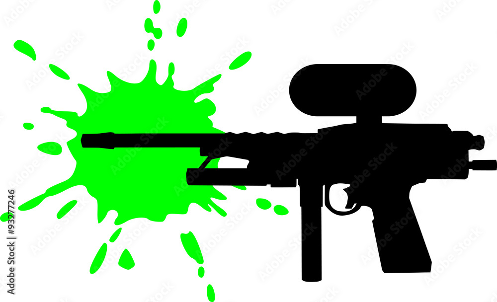 Paintball gun with green splash Stock Vector Adobe Stock