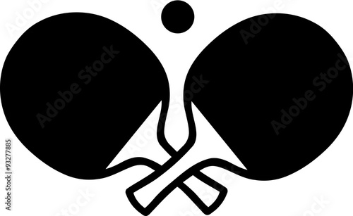 Table Tennis rackets crossed with ball