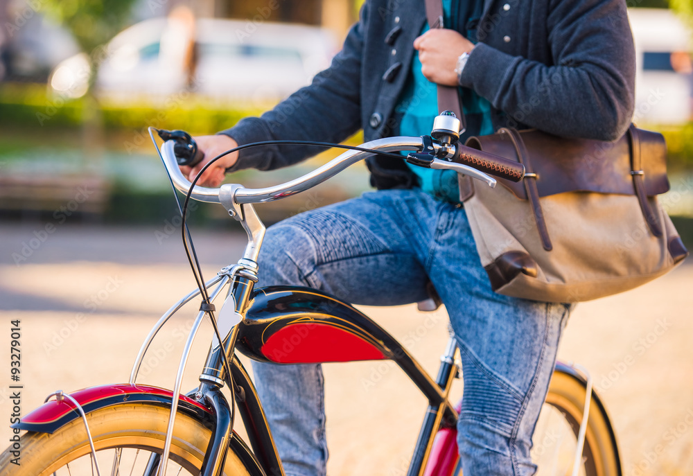 Obraz premium Man with bicycle