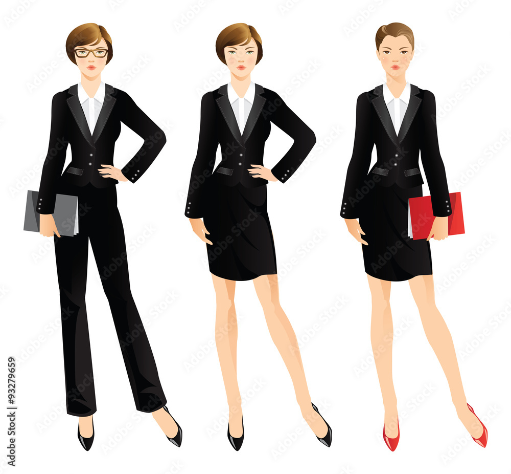 Business woman and professor in official black suit. Woman in glasses. Business woman and professor in official black suit. Woman in glasses.